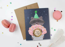 Load image into Gallery viewer, Raccoon Cupcake Scratch-Off Card

