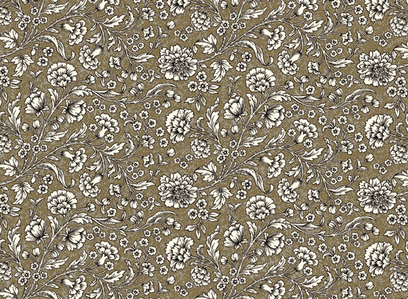 Navy & Gold Flowers Gift Wrap Sheet